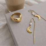 Calia Øreringe med Måne og Perle