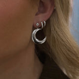 Calyra Hvidguld Øreringe med Stor Måne