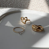 Bjørk chunky rustik hjerte ring