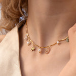 Florian halskæde med sten og ferskvandsperler