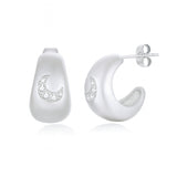 Moon Drip Hvidguld Øreringe