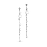 Naomi Elegante Hvidguld Kæde Øreringe med Ferskvandsperler