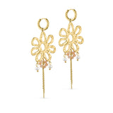 Poppy øreringe med sten og ferskvandsperler