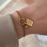 Charm diamond cut u. lås
